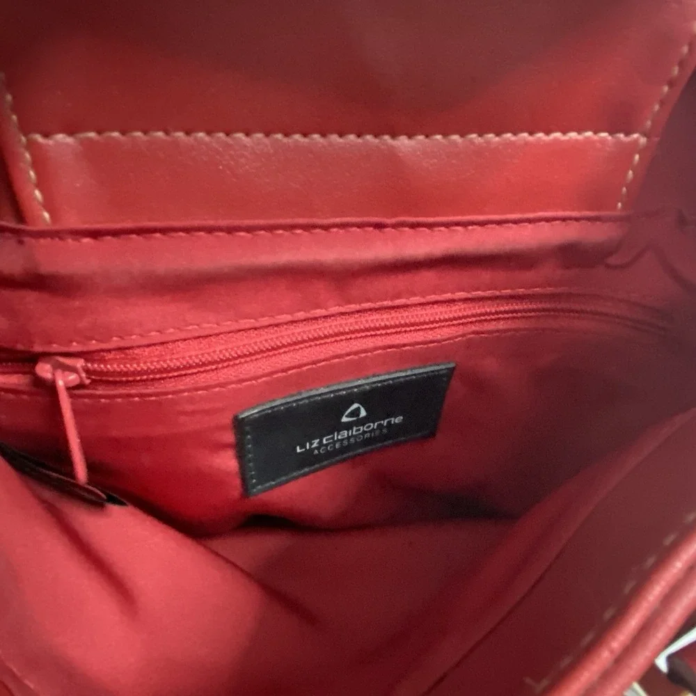 Liz Claiborne accessories Red‎ Purse/shoulder Bag. Double Strap Snap Closure